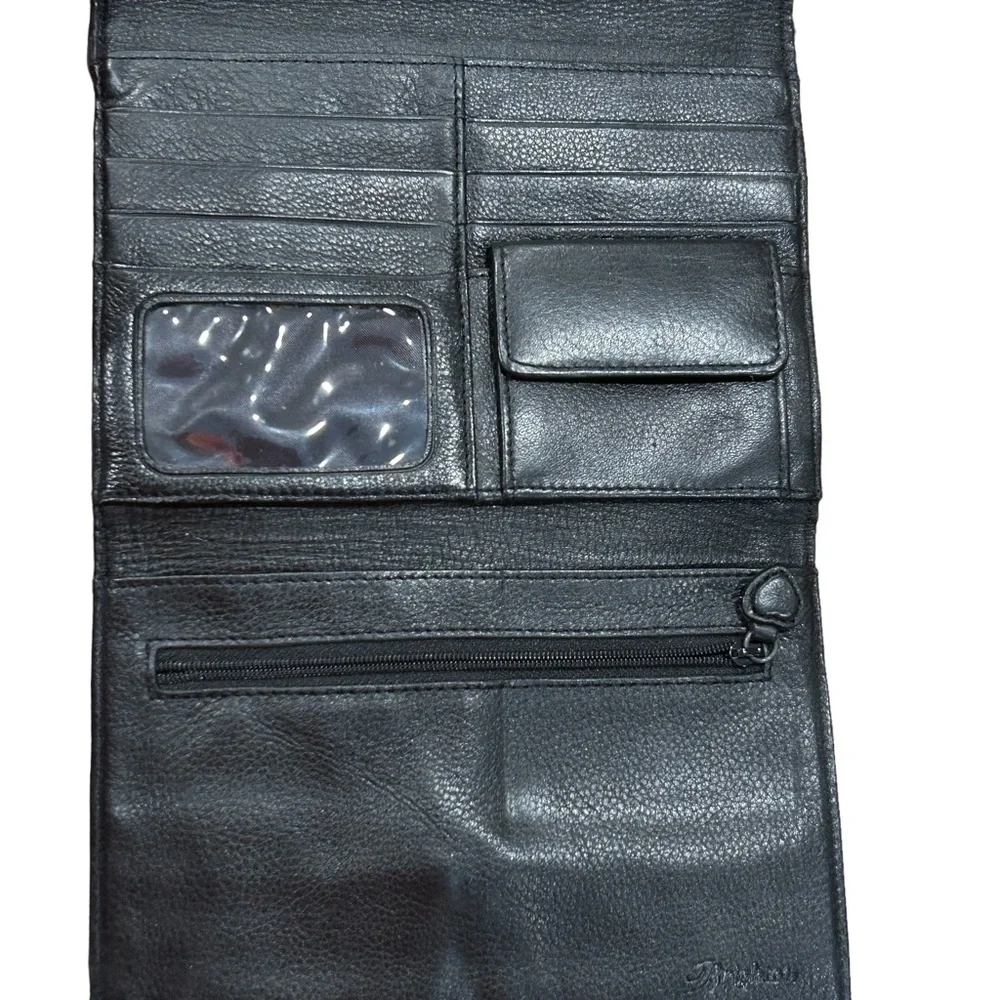 Brighton Black Croc-Embossed Leather Crossbody Key & Card Holder